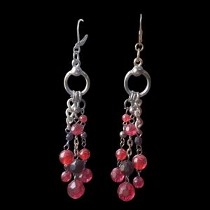 Vintage Silver and Red Dangle Earrings